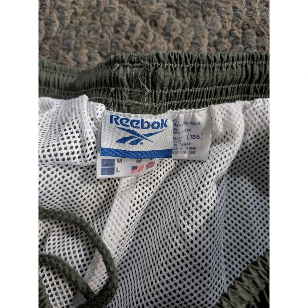Reebok Vintage Mens Ripstop Windbreaker Pants Olive Green Mesh Lined Track M